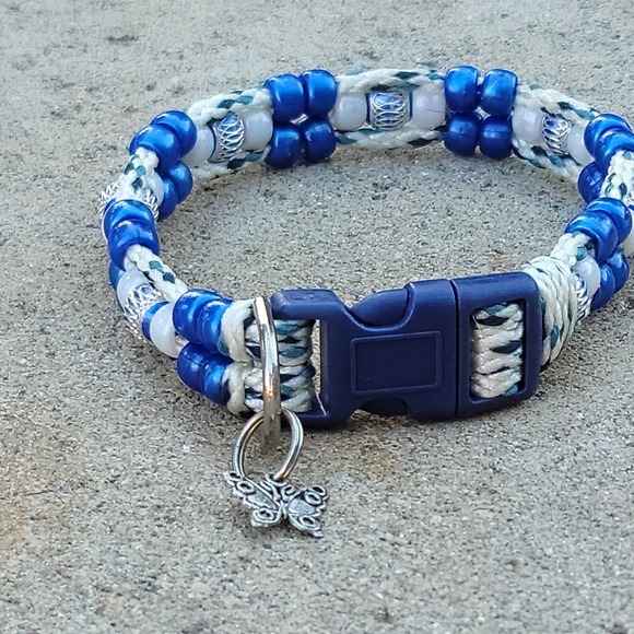 Custom Handmade Beaded Bling Dog Collar - Picture 1 of 3